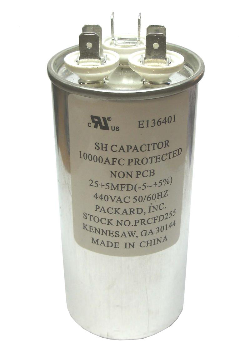 25 + 10 Uf (MFD), 440 Volt Dual, Round Capacitor